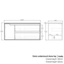 Byron 1200x460x550 wall hung Natural Oak Plywood Cabinet