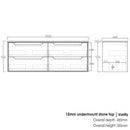 Byron 1500x460x550 wall hung Natural Oak Plywood Cabinet for Double bowls basin