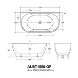 Atlantic Back to Wall Bathtub 1500*795*585mm ALBAT1500-OF/NF ALBAT1700-OF/NF — detail 4