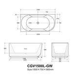 Capri Fluted  Corner Freestanding Bathtub 1500/1700mm CBAT1500L/R-GW/MW/MB/CBAT1700L/R-GW/MW/MB — detail 8