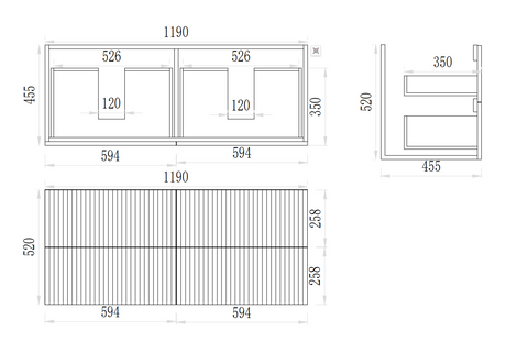 VITO EDINA WALL HUNG VANITY  With Soft Closing Drawers 1190*455*520mm EDI1220W-CO/PO — detail 3