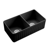 Greenwich Fireclay farmhouse double sinks 838*457*255mm (FCBD828-D-GW/MB) — detail 6
