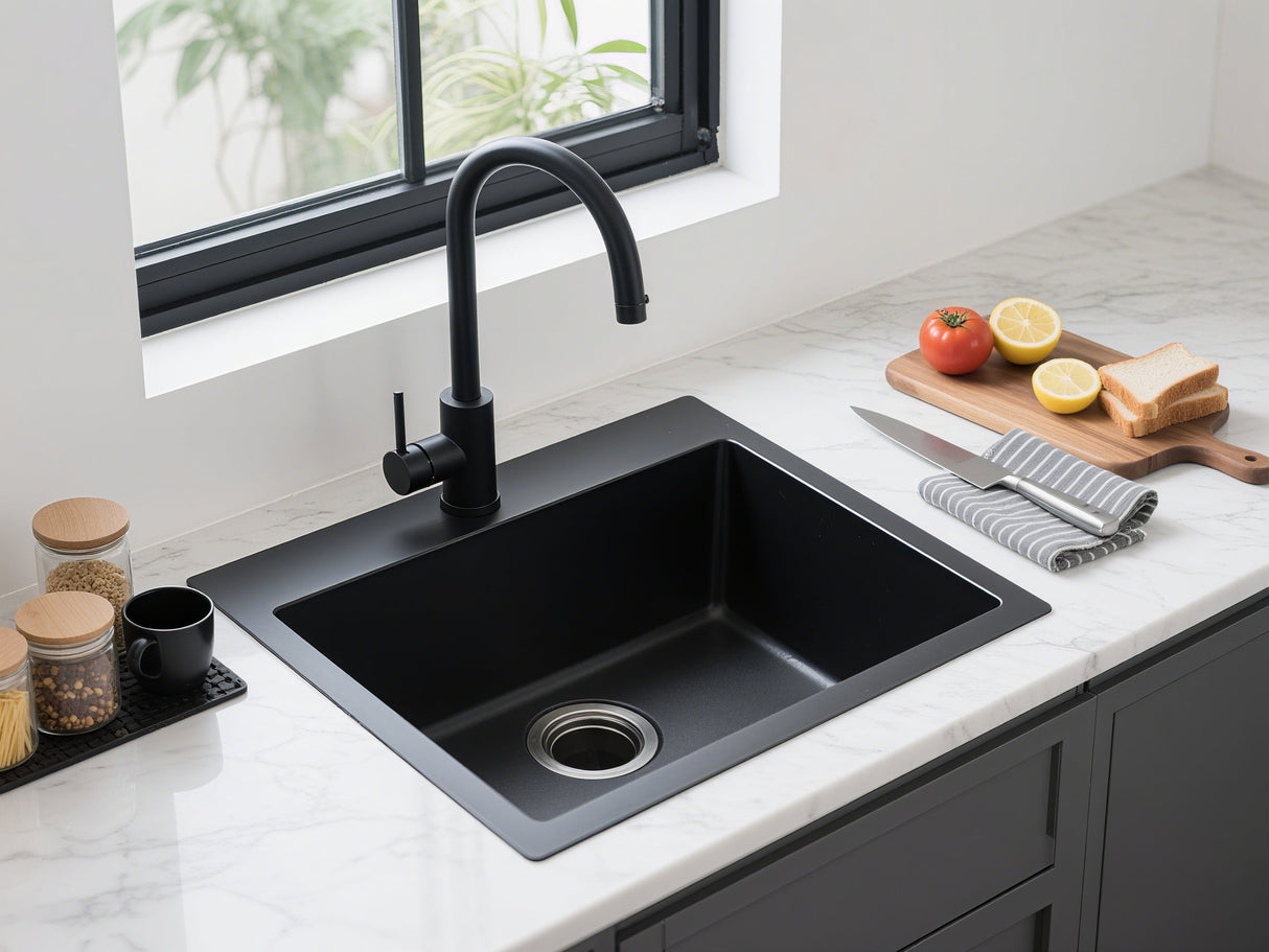 Quartz Top mount laundry tub 590*525*232mm (QZ5952)