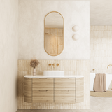 VITO CALVO Wall-Hung Curved Cabinet with Soft-Close Drawers and Natural Wood Finish 750-1550mm — detail 3