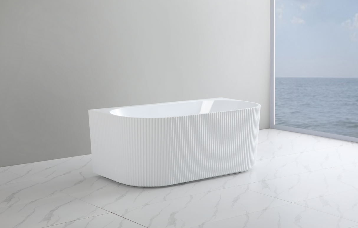 Bali Fluted Freestanding Back to Wall Bathtub 1500/1700 BBAT1500GW-MW-MB/BBAT1700GW-MW-MB — detail 2