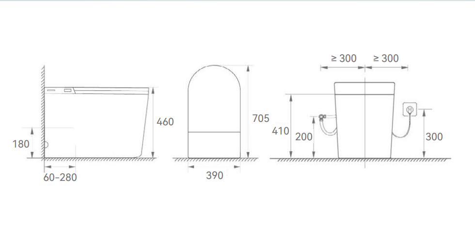 Byron Smart Toilet One-Piece Ceramic Instant Heating Tornado Flush 705*390*460mm V01 — detail 3