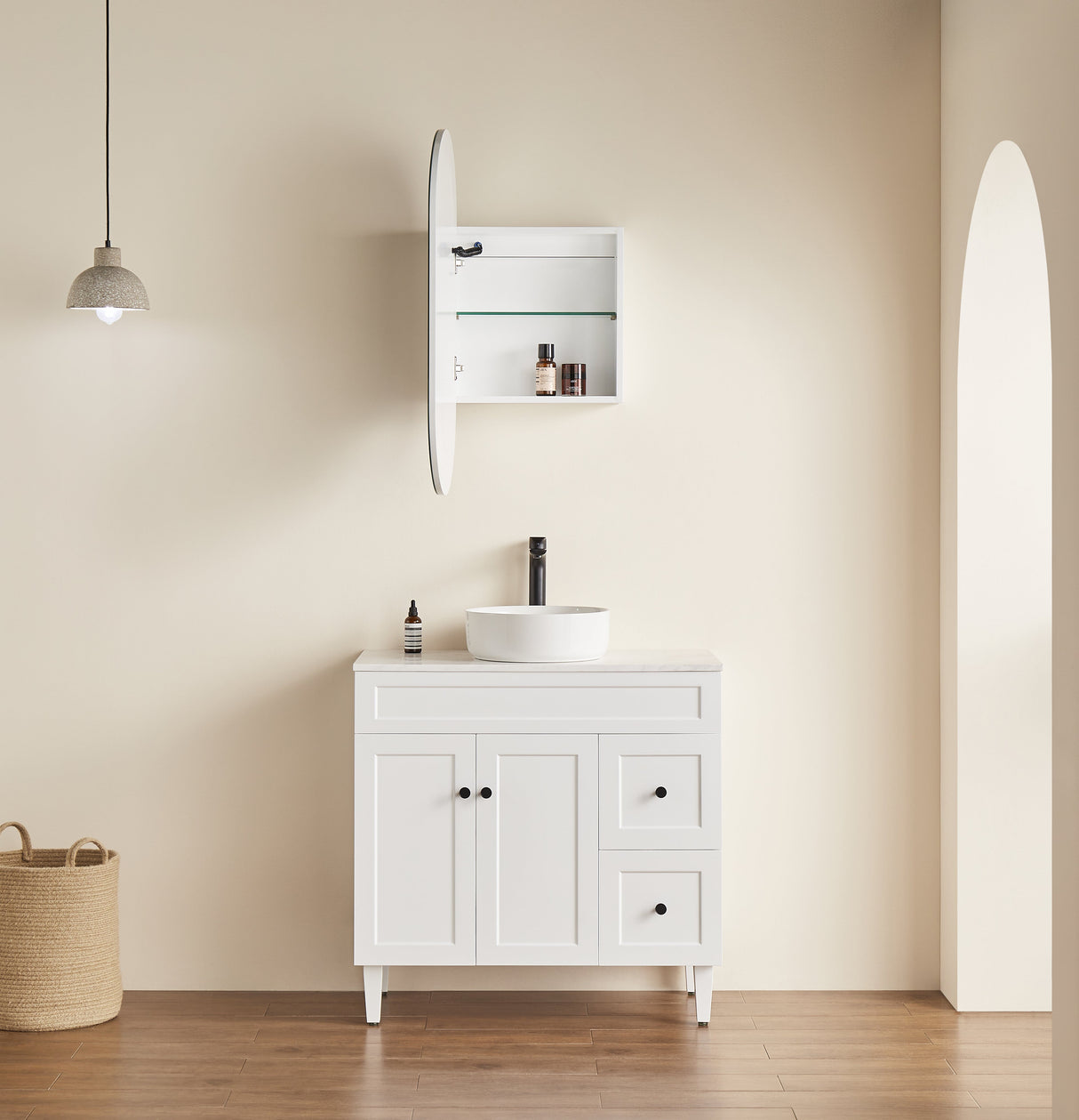 Lumero LED PVC Mirror Shaving Cabinet 450x900x155mm LOSV4590MW-LED/LOSV4590MB-LED — detail 2