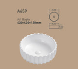 VITO Oslo Fluted Round Ceramic Above-Counter Basin 420*420*140mm OS659 — detail 3