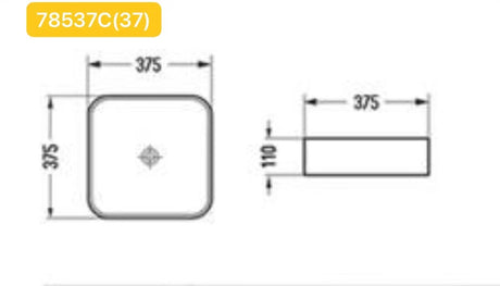 PA3711 Ultra Slim Gloss White Fine Ceramic Above Counter Basin(Square: 375*375*110mm) — detail 2