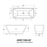 Rossa Freestanding Bathtub 1500/1700 RBAT1500-NF/RBAT1700-NF — detail 3