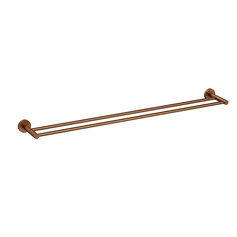Otus Slimline Double Towel Rail 900 mm In Brushed Copper Brushed Copper