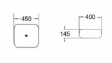 PA4540 Above Counter Gloss White Fine Ceramic Basin(Square: 450*400*145mm) — detail 2