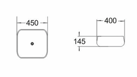 PA4540MW Above Counter Basin Matt White Fine Ceramic(Square: 450*400*145mm) — detail 3
