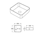 PA3939 Above Counter Basin Gloss White Fine Ceramic(Square: 390*390*137mm) — detail 3
