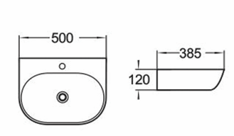 PW5038 Wall Hung Basin, Gloss White Fine Ceramic(Oval: 500*385*120mm) — detail 2