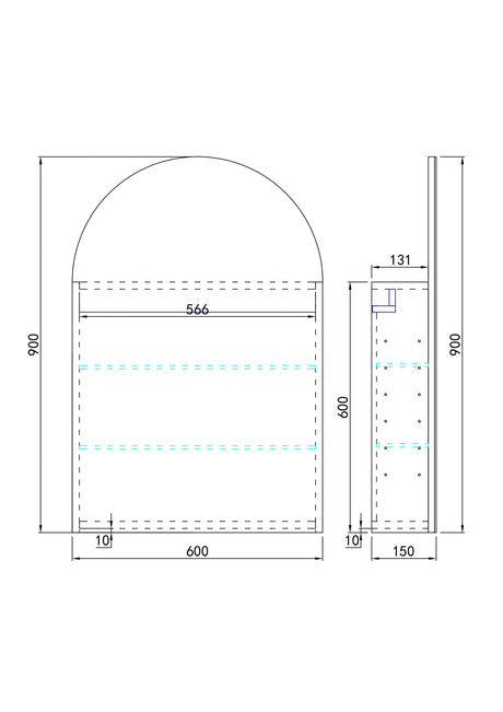 Olivia LED Mirror Cabinet OARSV6090MB-LED — detail 7
