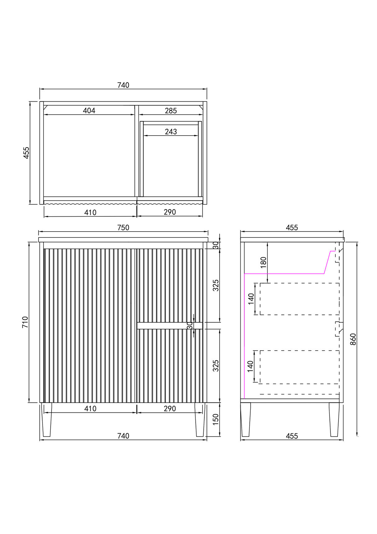 Brighton Free-Standing PVC Vanity CB74RL — detail 2