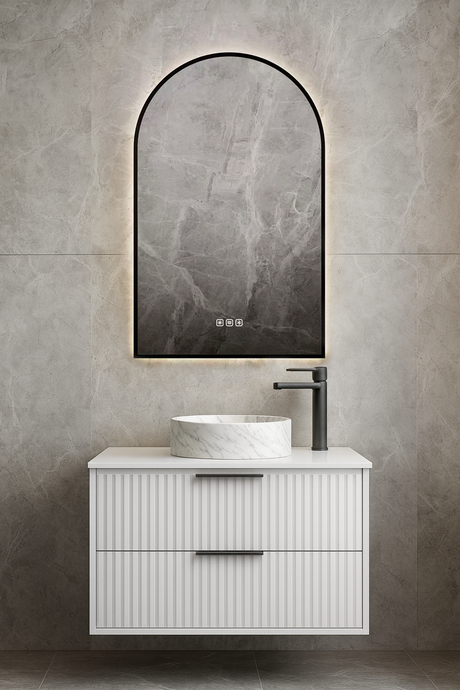 Framed Mirror Arch Shape Backlit Bluetooth 500*750mm LBAR5075-MB/LBAR5075-BB