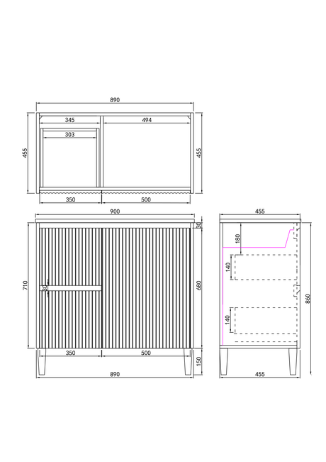 Brighton Free-Standing PVC Vanity CB94LL — detail 2