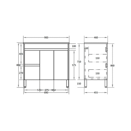 Nova Free-Standing Plywood Vanity NC94LLG — detail 2