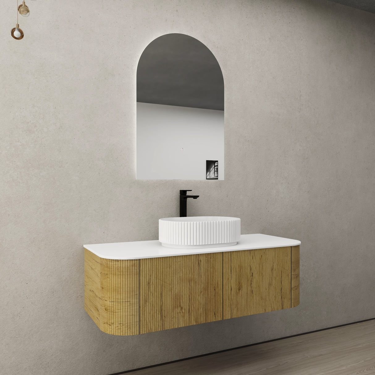 Bronte Wall-Hung PVC Curved Vanity KC125W — detail 2