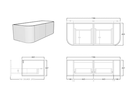 Bronte Wall-Hung PVC Curved Vanity KC125W — detail 6