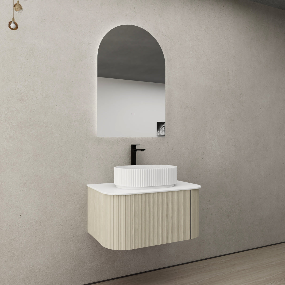 Bronte Wall-Hung PVC Curved Vanity KC75W — detail 2