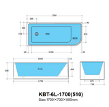 Corner CBT1700L-510 Back to Wall Bathtub — detail 3