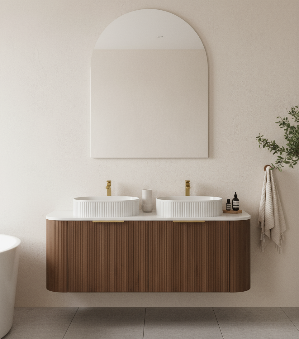 VITO ARDEN Fluted Curved Vanity With Inner Drawer 1200-1500mm — detail 2