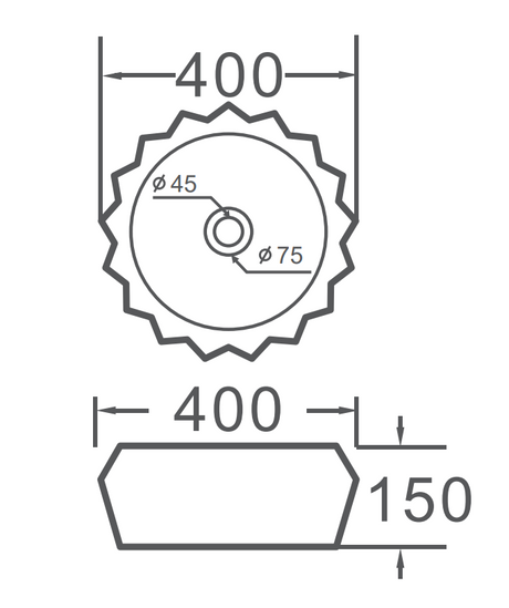 VITO Oslo Diamond Round Ceramic Above-Counter Basin 400*400*150mm OS535 — detail 5