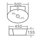 VITO Wall-Hung Ceramic Basin  500*450*155mm WH662 — detail 3