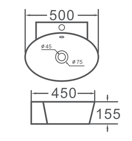VITO Wall-Hung Ceramic Basin  500*450*155mm WH662 — detail 3