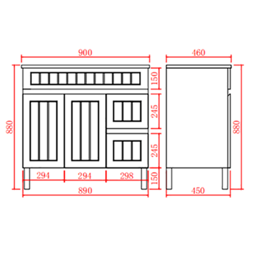 Acacia Free-Standing PVC Vanity AC94RL-MB — detail 3