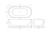 Ceto Bari Groove 1700mm Fluted Oval Freestanding Back to Wall Bath BGV1700 — detail 4