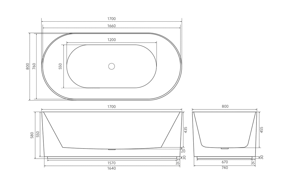Ayana Fluted Freestanding Bathtub 1500/1700 ABAT1500/1700-GW/MW/MB — detail 10