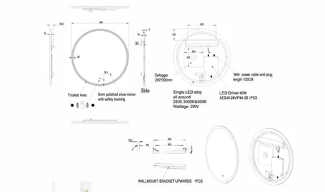 Ronda Backlit LED Mirror Smart Touch Free Controls 600/800/900mm OR600BM/OR800BM/OR900BM — detail 4