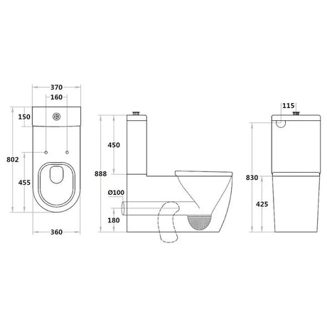 Calia Disable Rimless Toilet Suite Dual Flush 805*375*890mm V800 — detail 2