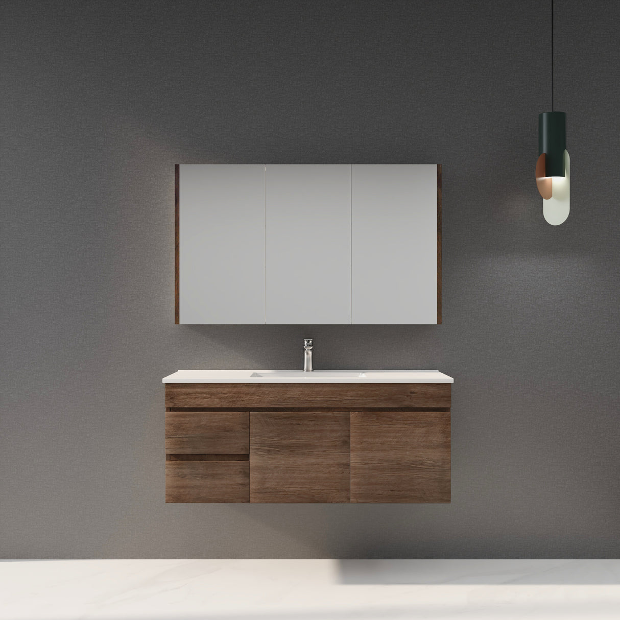Berge Wall-Hung Wood Grain MDF Vanity B124LW-DO