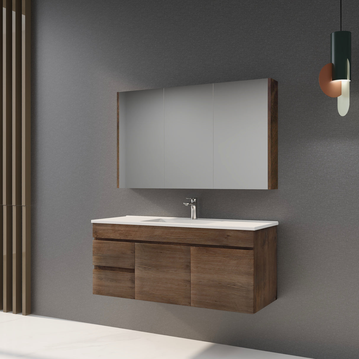 Berge Wall-Hung Wood Grain MDF Vanity B124LW-DO — detail 3