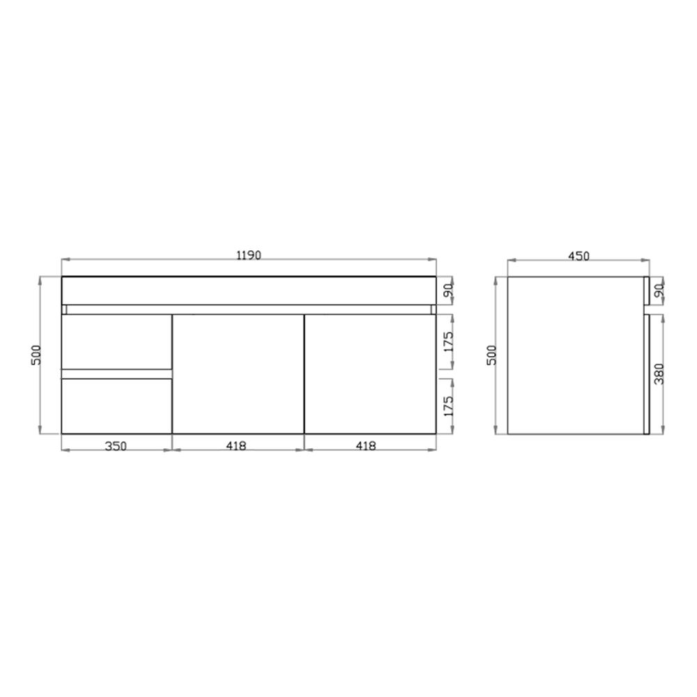 Berge Wall-Hung Wood Grain MDF Vanity B124LW-DO — detail 4