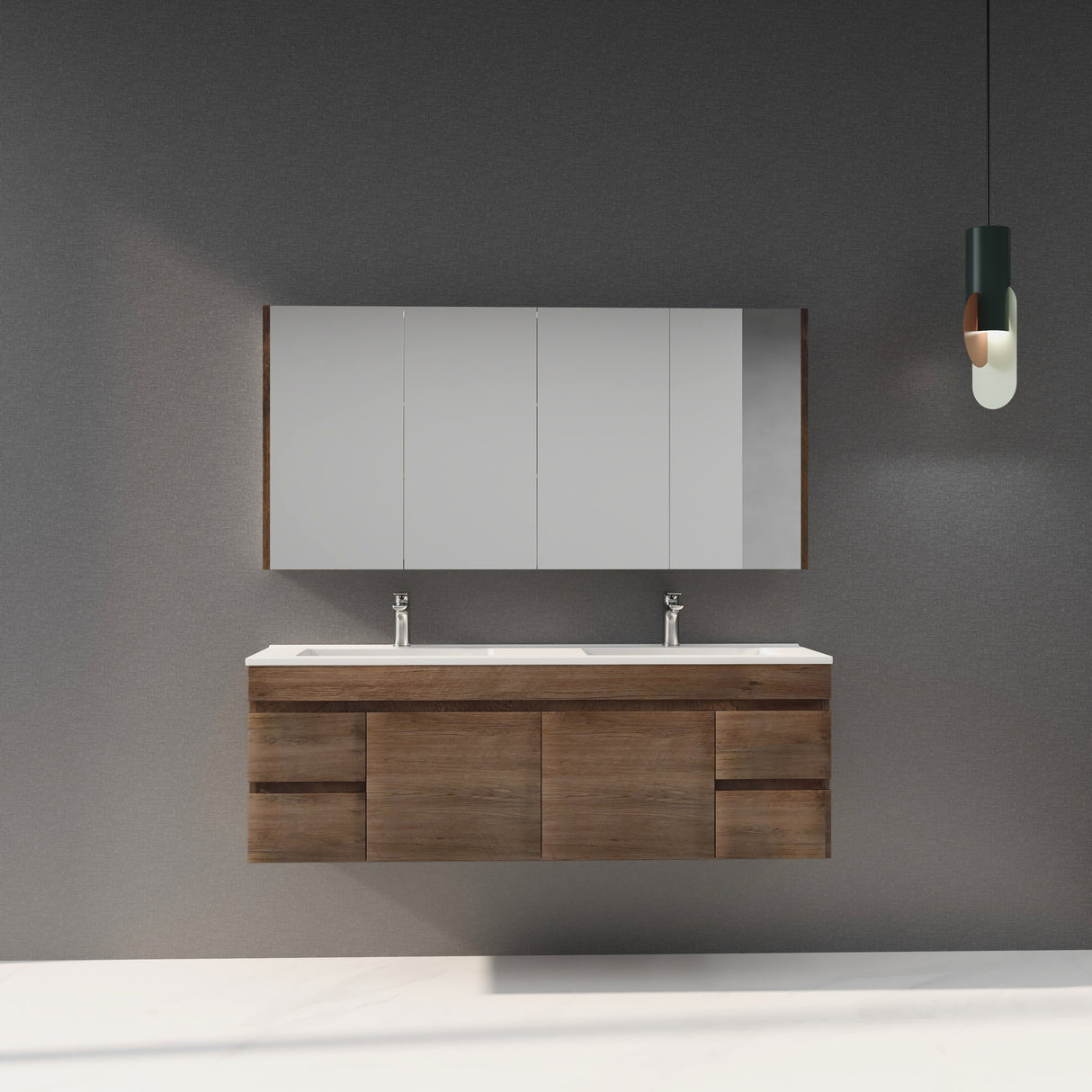 Berge Wall-Hung Wood Grain MDF Vanity B154W-DO