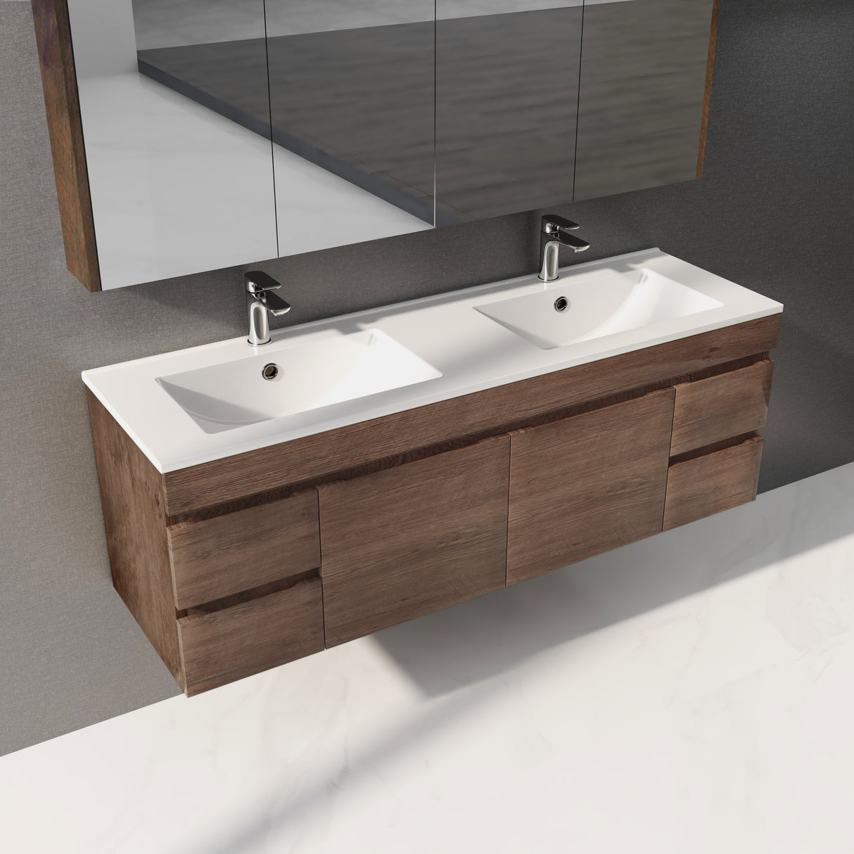 Berge Wall-Hung Wood Grain MDF Vanity B154W-DO — detail 3