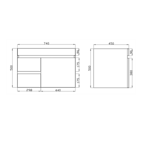Berge Wall-Hung Wood Grain MDF Vanity B74LW-DO — detail 4