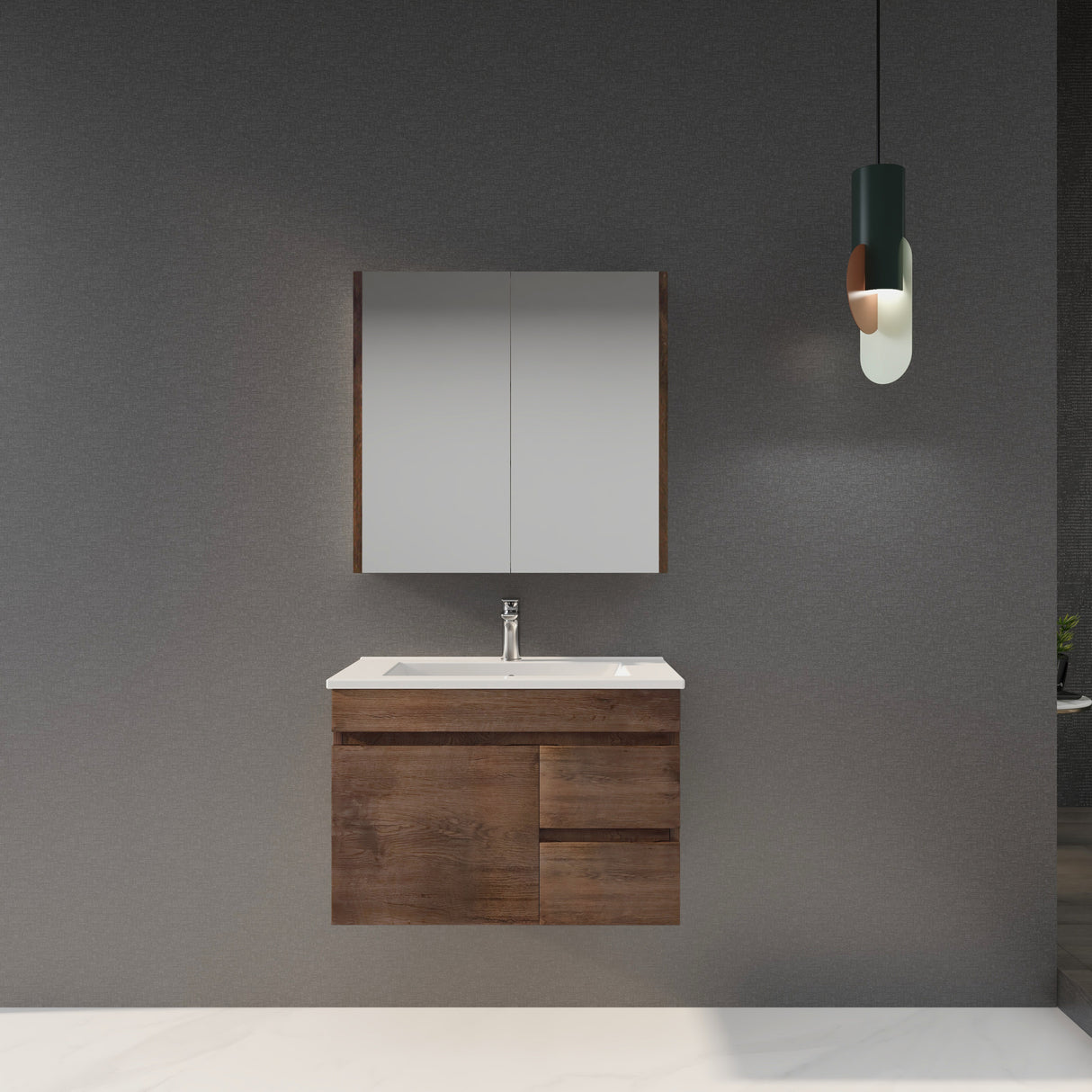 Berge Wall-Hung Wood Grain MDF Vanity B74RW-DO