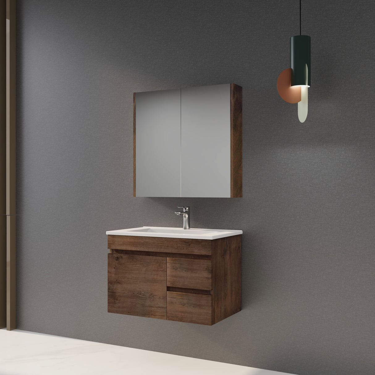 Berge Wall-Hung Wood Grain MDF Vanity B74RW-DO — detail 2
