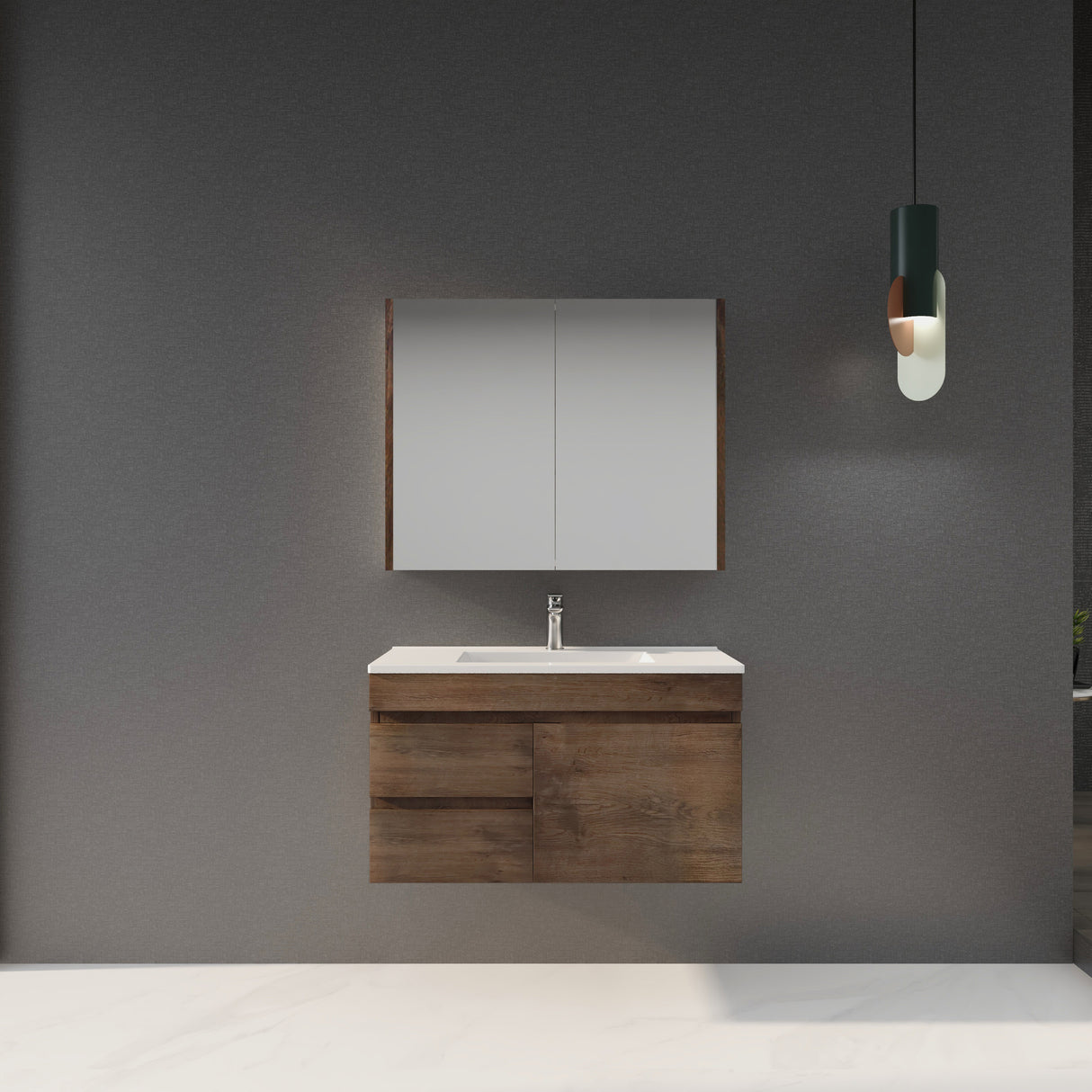 Berge Wall-Hung Wood Grain MDF Vanity B94LW-DO