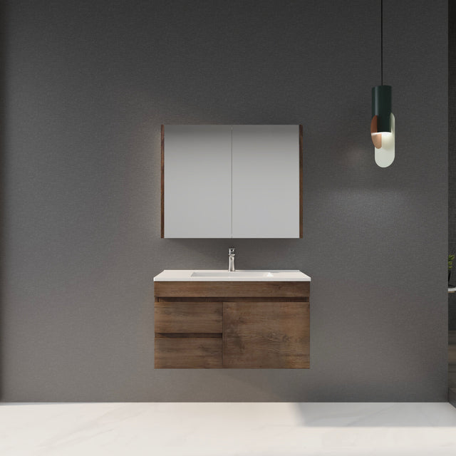 Berge Wall-Hung Wood Grain MDF Vanity B94LW-DO