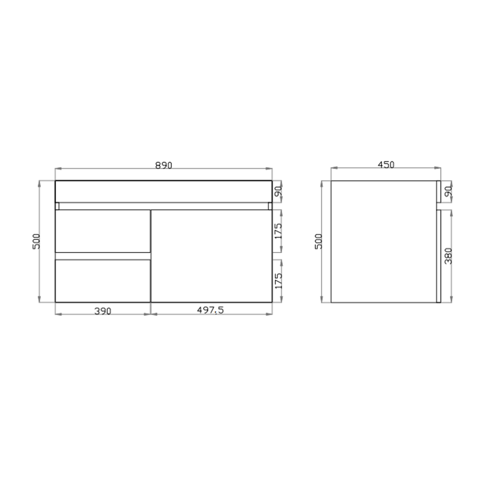 Berge Wall-Hung Wood Grain MDF Vanity B94LW-DO — detail 4
