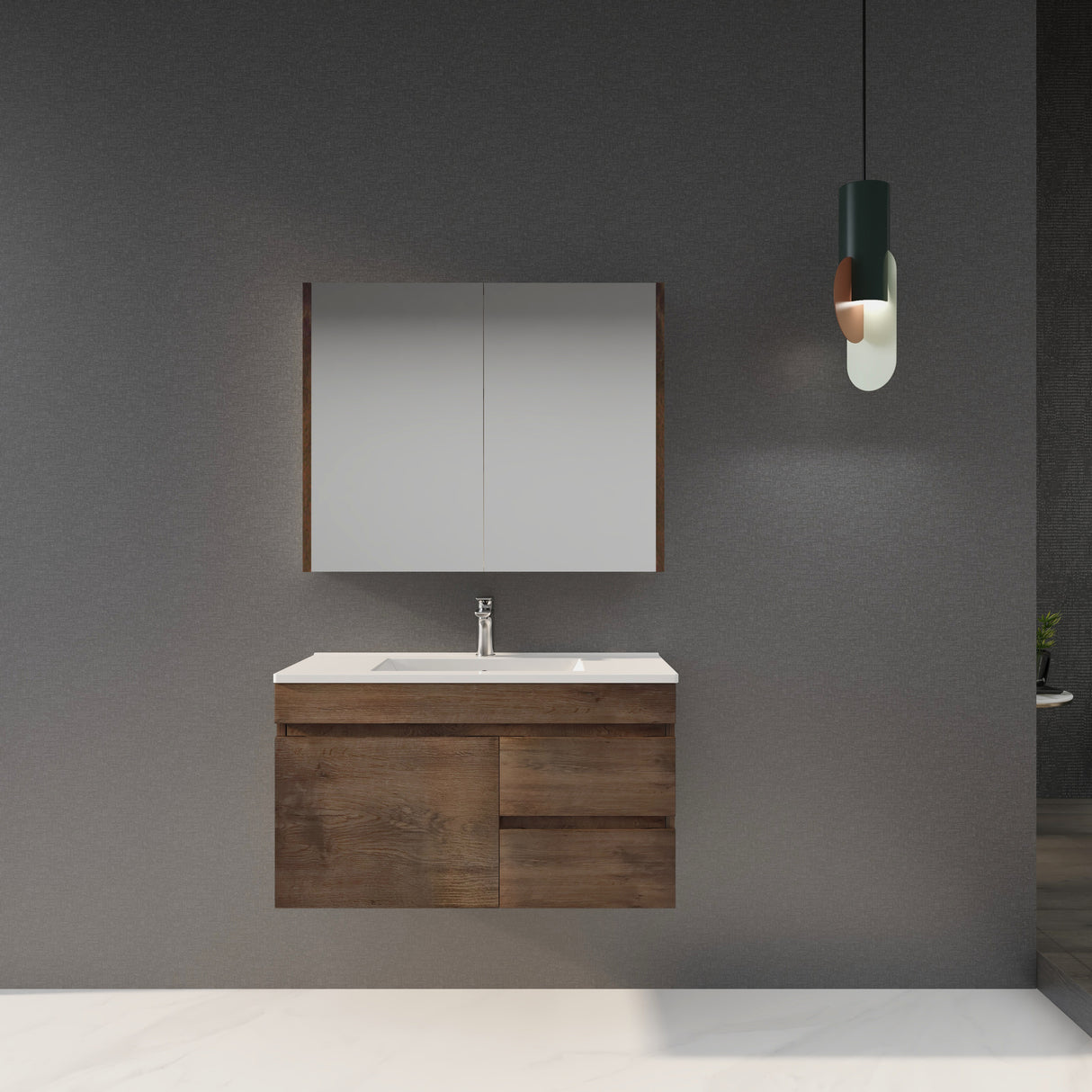 Berge Wall-Hung Wood Grain MDF Vanity B94RW-DO