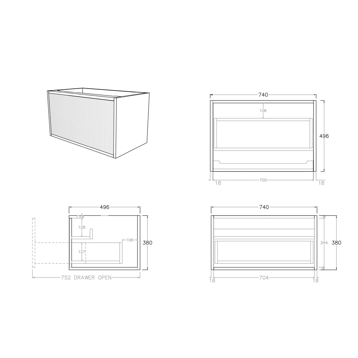 Bellevue Wall-Hung PVC Fluted Vanity K75W — detail 4